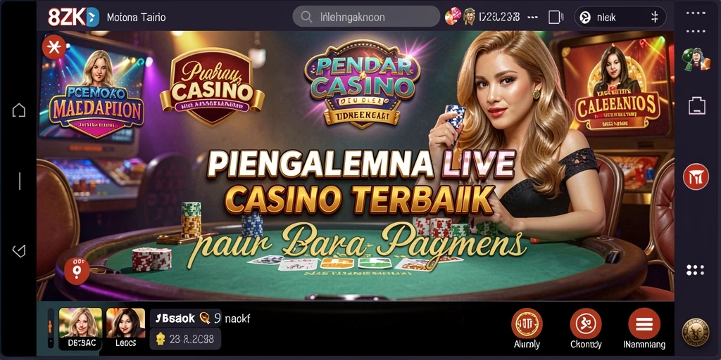 Tampilan gameplay Live Casino yang mendebarkan di 8ZK.