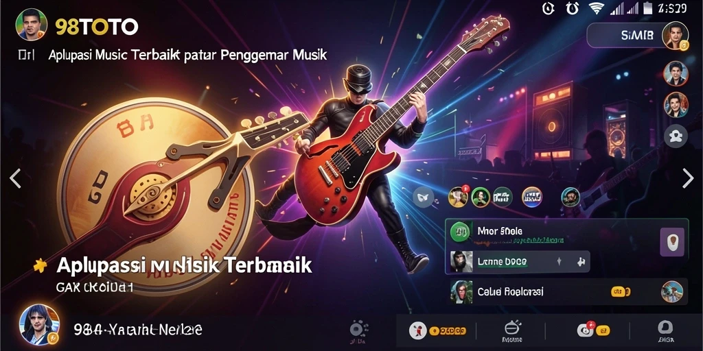 Screenshot 98TOTO menampilkan antarmuka aplikasi musik yang menarik.