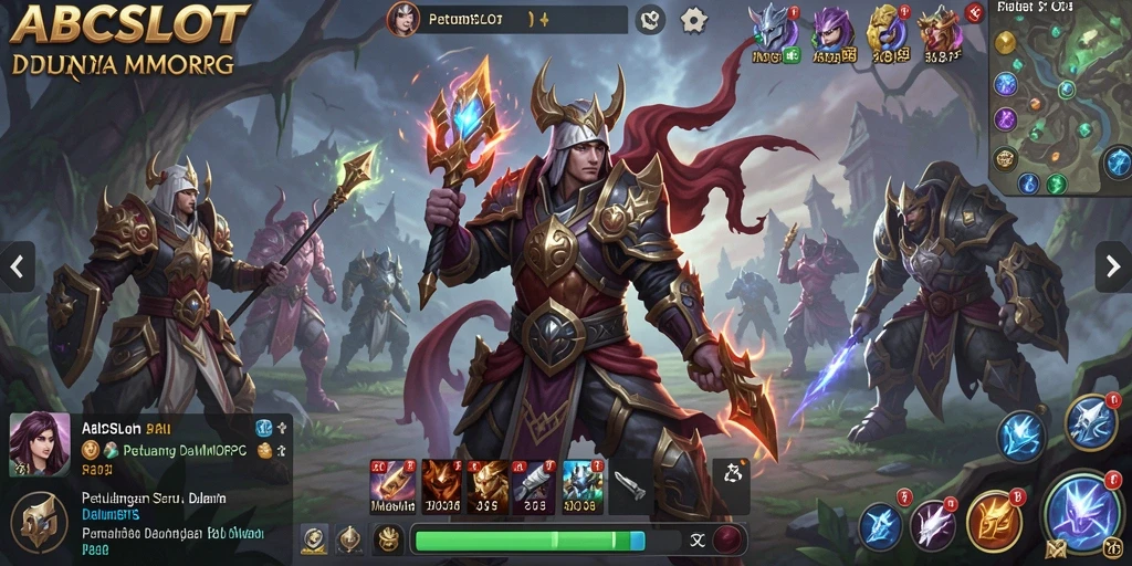 Screenshot gameplay ABCSLOT menampilkan pertarungan dinamis di dunia fantasi.