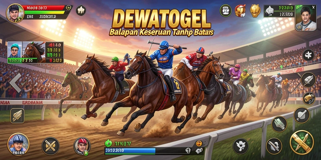 Screenshot gameplay DEWATOGEL yang menampilkan balapan mendebarkan.