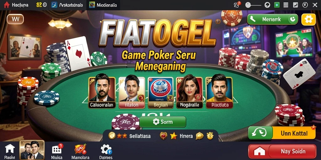Screenshot gameplay FIATOGEL dengan dealer poker yang menarik.