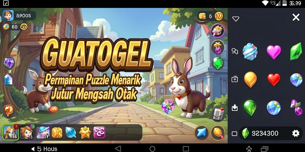 Screenshot dari gameplay GUATOGEL yang menampilkan tantangan puzzle