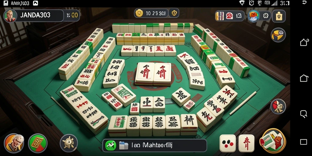 Tampilan gameplay menakjubkan dari JANDA303 saat menyusun ubin Mahjong.