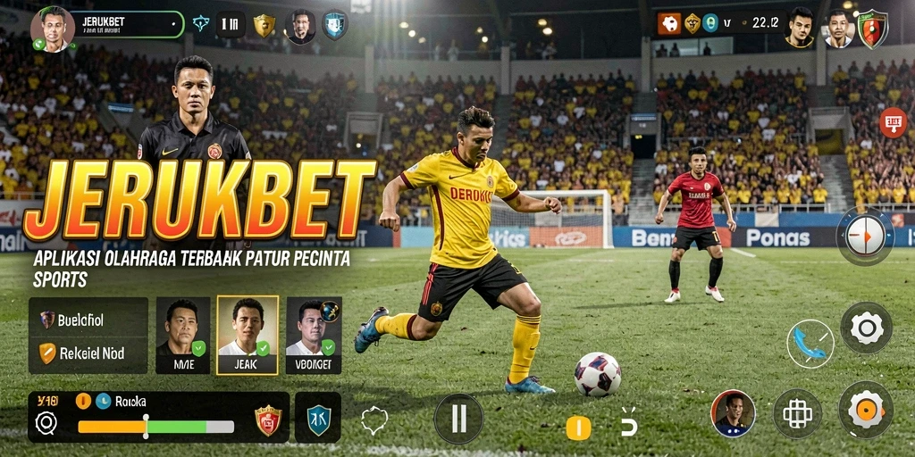 Screenshot utama JERUKBET menampilkan aksi seru dalam gameplay olahraga.