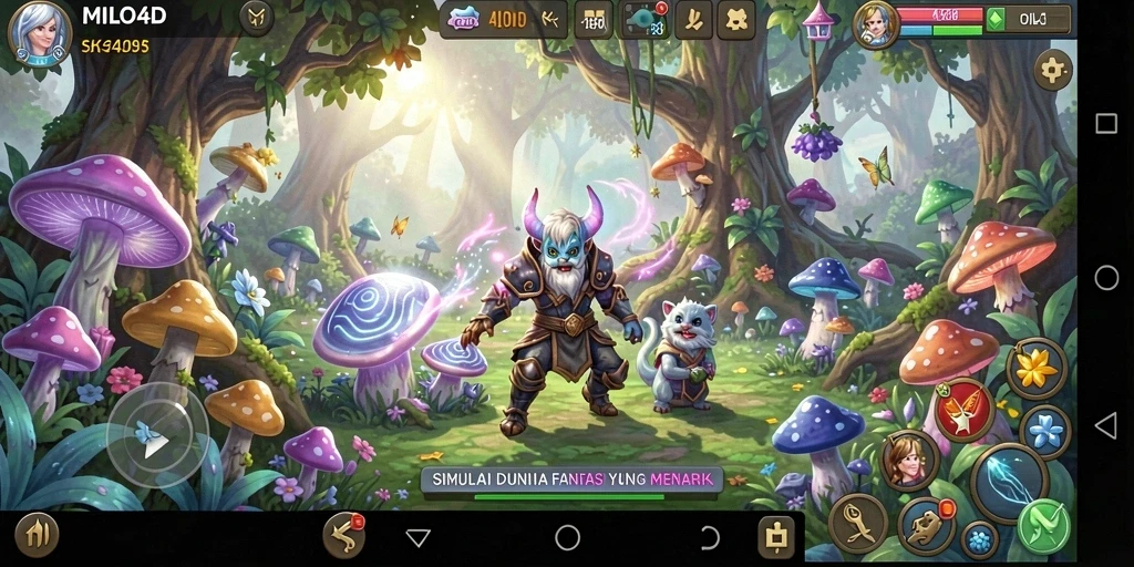 Tangkapan layar gameplay MILO4D yang menampilkan dunia simulasi yang hidup.