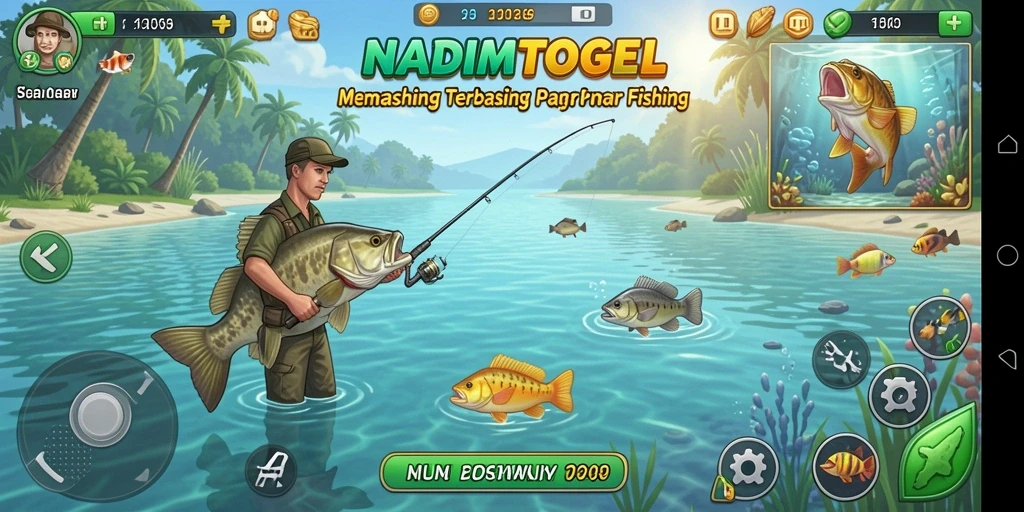 Tampilan gameplay seru NADIMTOGEL saat menangkap ikan.