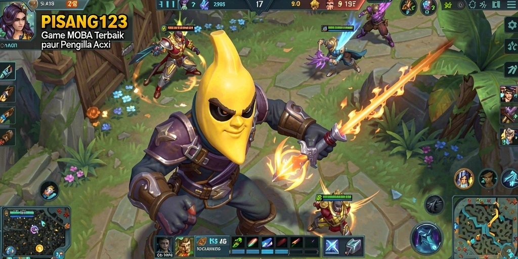 Gameplay intens PISANG123 dengan pertempuran karakter yang strategis.