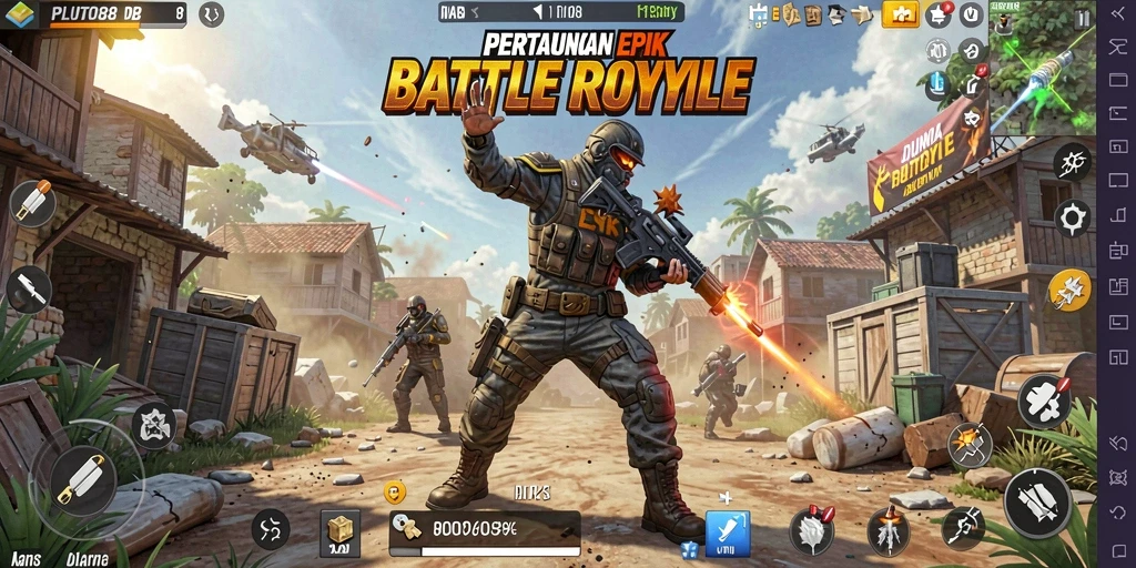 Screenshot gameplay seru dari PLUTO88 dalam aksi Battle Royale.