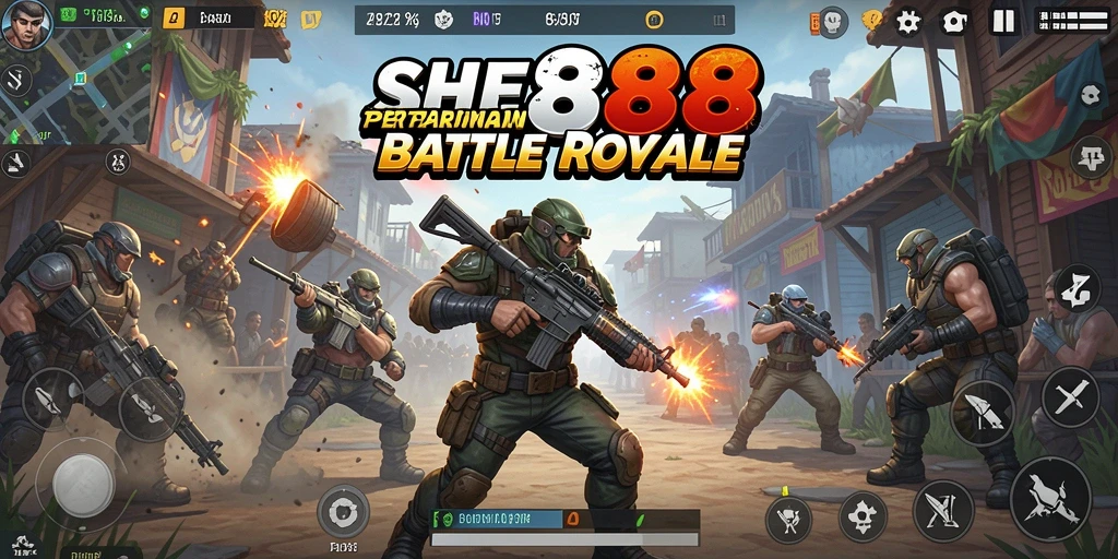 Gameplay menegangkan di arena Battle Royale SHE888.