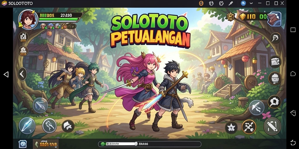 Tangkapan layar gameplay SOLOTOTO dengan karakter anime yang menawan.