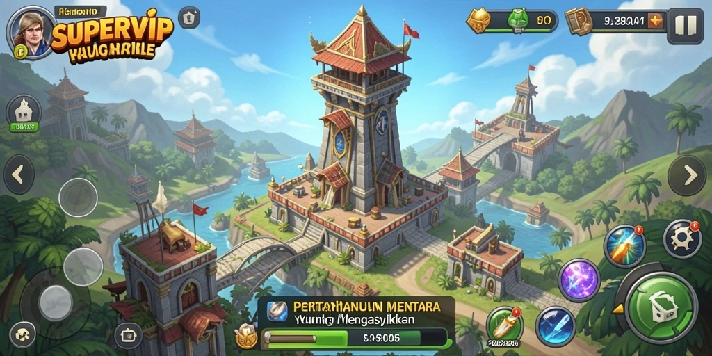 Tampilan gameplay seru dari SUPERVIP dalam aksi Tower Defense.